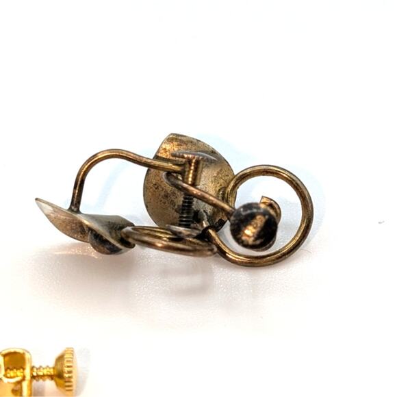 6 Pair Lot Vtg Clip On Screw Back Earrings Including Czech Monet & Gold Filled - Picture 8 of 9